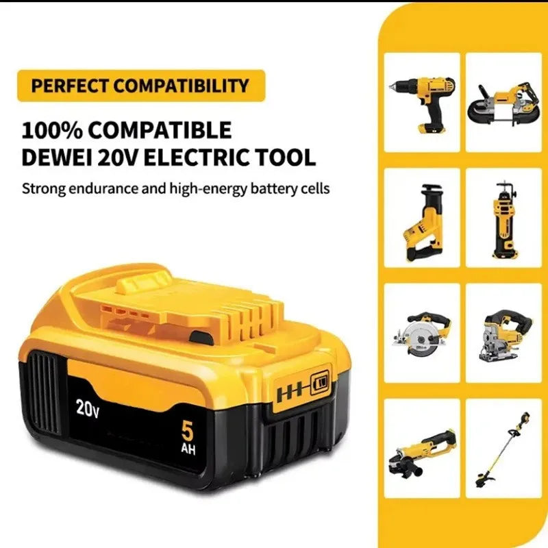 Rechargeable 18V 20V 5Ah 6AH 7AH Dehydration Wireless Lawn Mower Lighting Lithium Ion Battery Pack DCB200 Original for dewalt