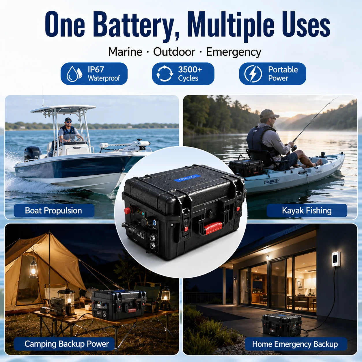 Yao'enidake Yacht/Marine Motor & Battery (12V, 24V, 36V, 48V; 50Ah, 105Ah, 150Ah, 200Ah, 300Ah) – Electric Boat Battery