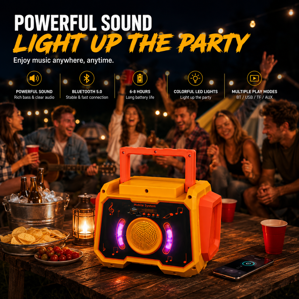ZELP POWER Portable LiFePO4 Power Station with Bluetooth Speaker – 192Wh / 384Wh