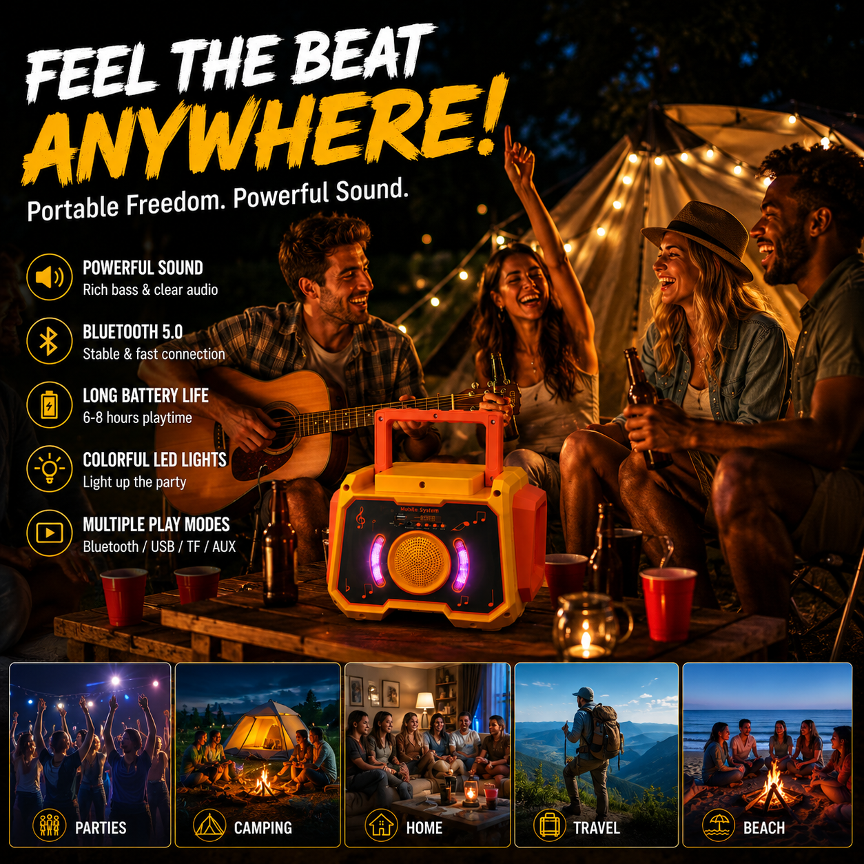 ZELP POWER Portable LiFePO4 Power Station with Bluetooth Speaker – 192Wh / 384Wh