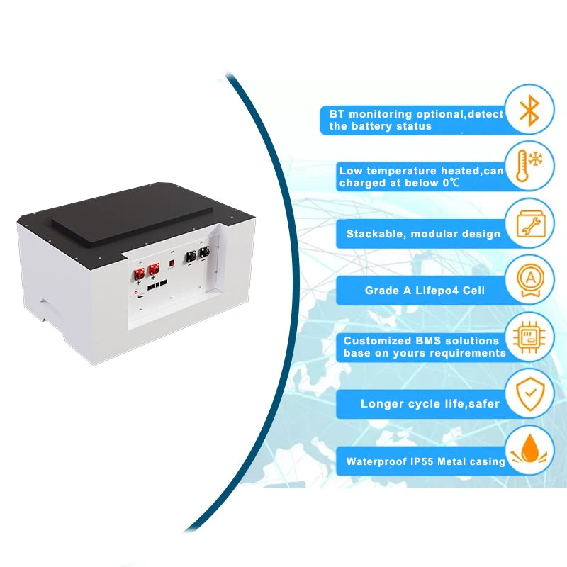 All-in-One Stackable LiFePO4 Battery Solar Energy Storage System for Home Use (48V/51.5V, 15kWh)