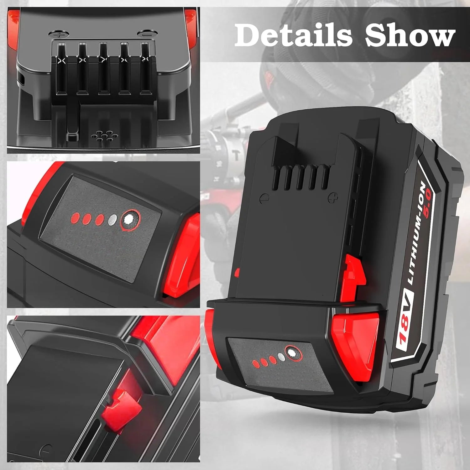 18V 5.0AH 6.0AH 48-11-1850 Power Tool Battery Pack Replacement Battery for M18B Cordless Power Tool Lithium Ion Batteries