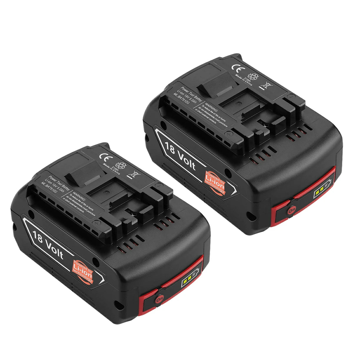 High-Capacity 18V 5.0Ah Double Pack Lithium-Ion Battery Compatible with Bosch Power Tools