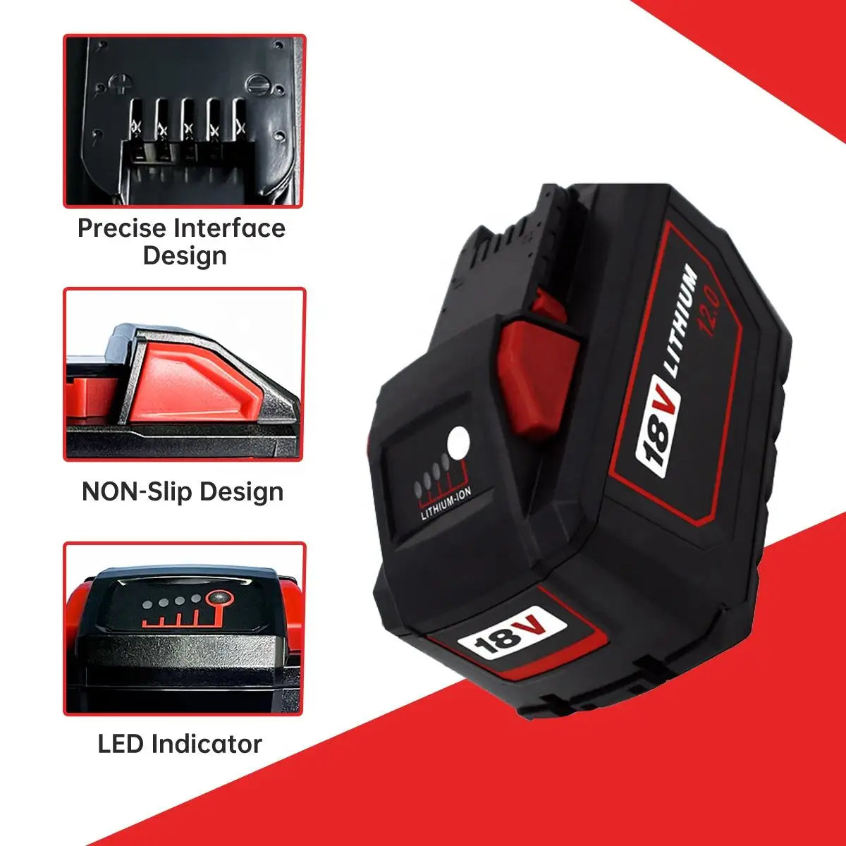 Electric Tools M 18 High Output HD12.0 Battery Pack 18V 12.0Ah Lithium Battery Replacement for Milwaukee