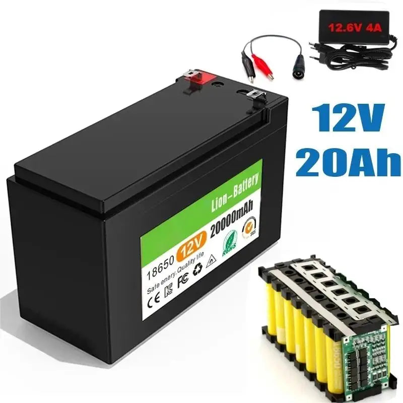 12V 6Ah 8Ah 10Ah 12Ah 15Ah 20Ah 18650电池组锂电池可充电太阳能蓄电池