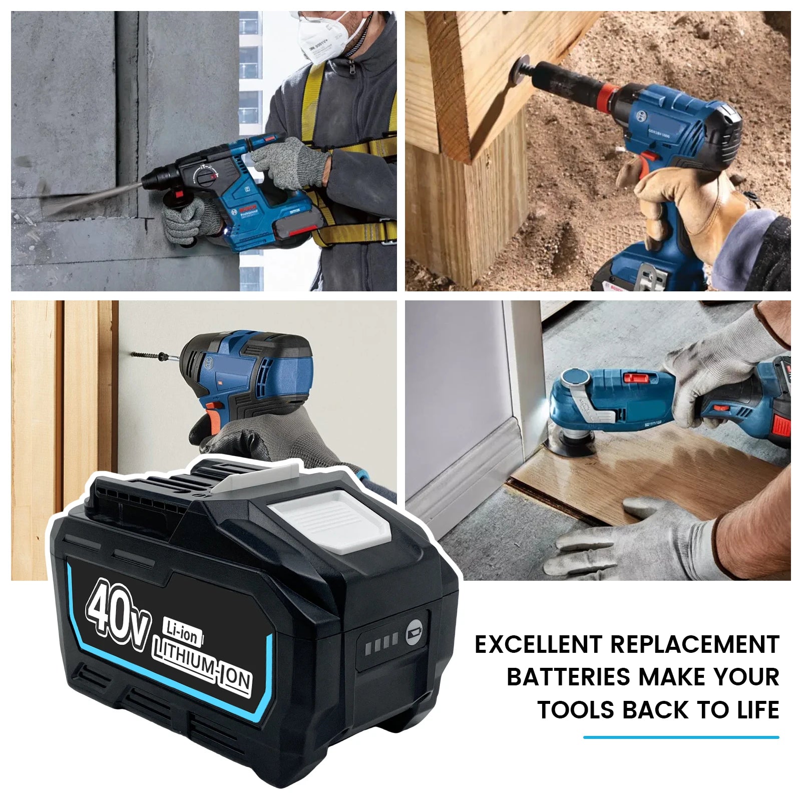 40V Replacement Batteries Compatible with Makita 40 Volt Battery BL4080F BL4040 BL4025 BL4025B BL4020 BL4050 Cordless Power Tool