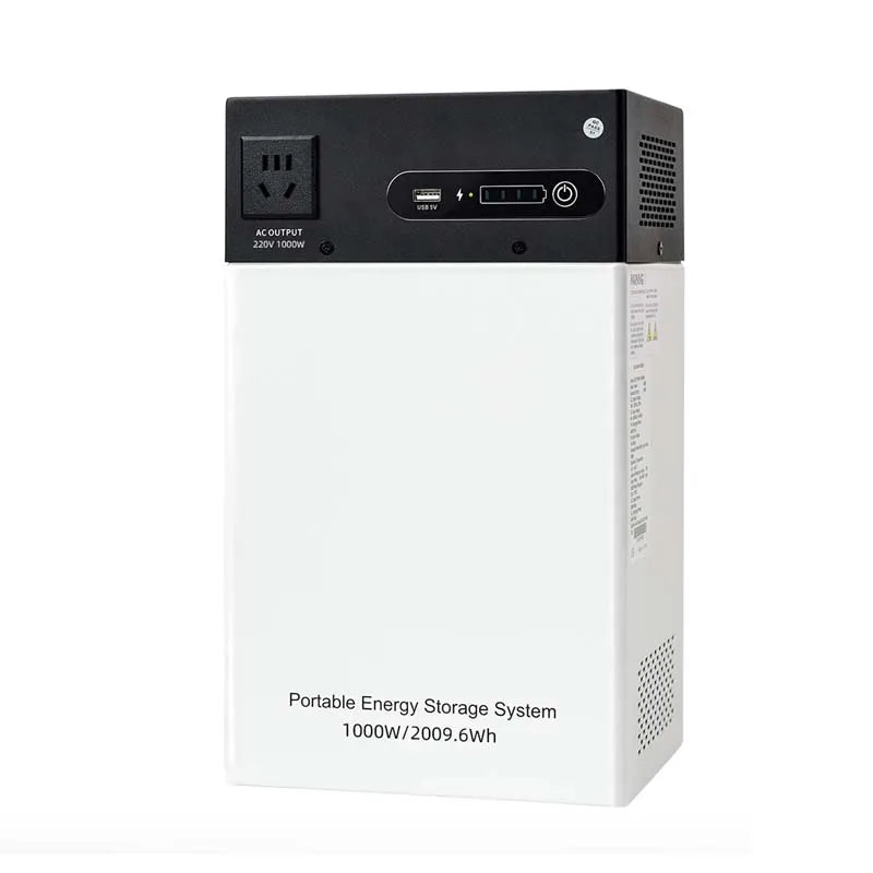Outdoor Wall-Mounted Solar Energy Storage Power Supply (220V, LiFePO4 Battery, 2kWh, 1000W, Grid Charging)