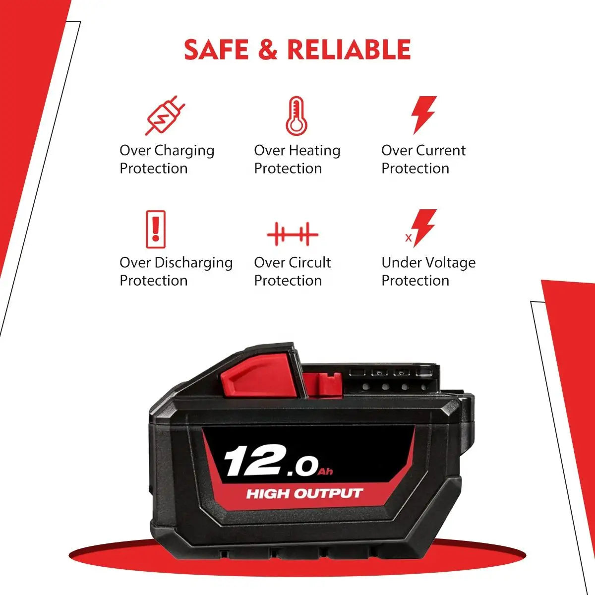 Electric Tools M 18 High Output HD12.0 Battery Pack 18V 12.0Ah Lithium Battery Replacement for Milwaukee