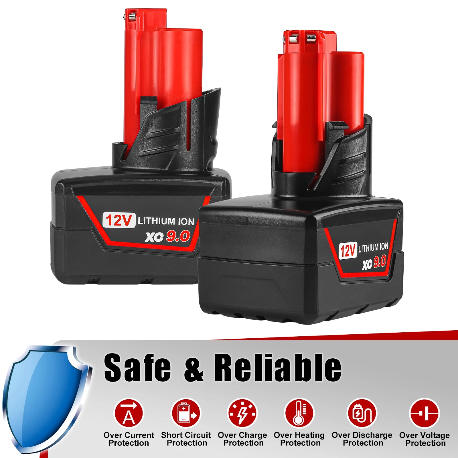 XNJTG MIL12V-LI-9 Replacement for Milwaukee Tools M-12 Battery for 12v Batteries M-12 9ah Best High Milwaukee Tools M-12 Battery