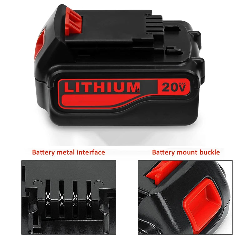 LBXR20 20 Volt Max Battery Replace for Black and Decker 20V Lithium Battery LB20 LBX20 LBXR2020 LBX4020 LB2X4020-OPE