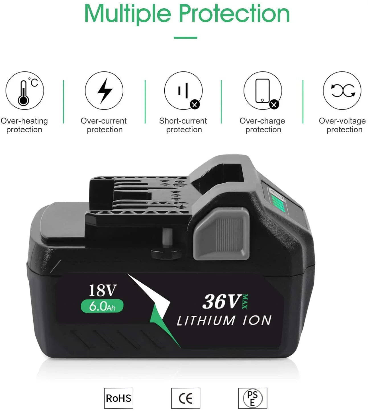 Power Tool Batteries for Hitachi/Hikokis 36V/18V 3.0Ah 4.0Ah 5.0Ah 6.0Ah Lithium Ion Battery BSL36A18