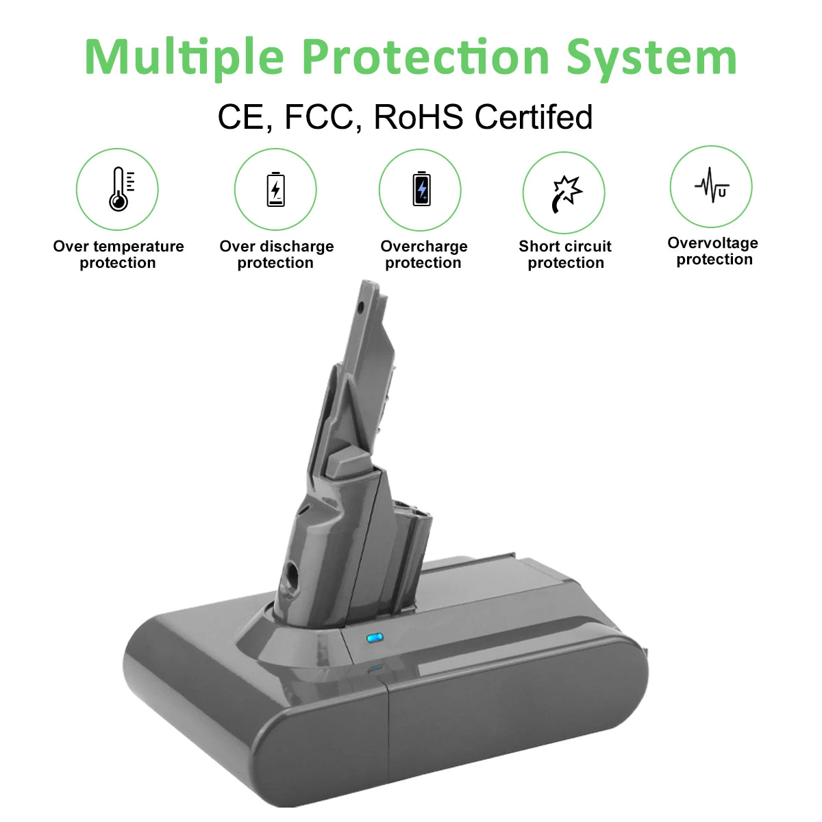 DYS on 4500mah for V7 Vacuum Battery Replacement for Handhold Vacuum Cleaner Battery LI-ION With KC