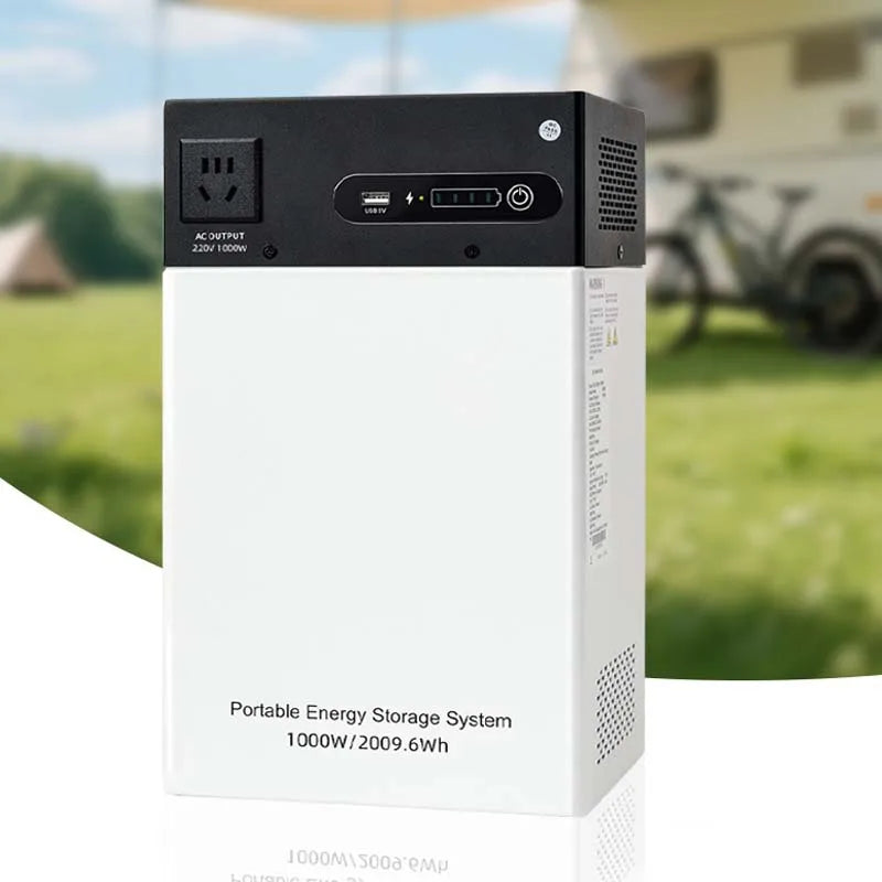 Outdoor Wall-Mounted Solar Energy Storage Power Supply (220V, LiFePO4 Battery, 2kWh, 1000W, Grid Charging)