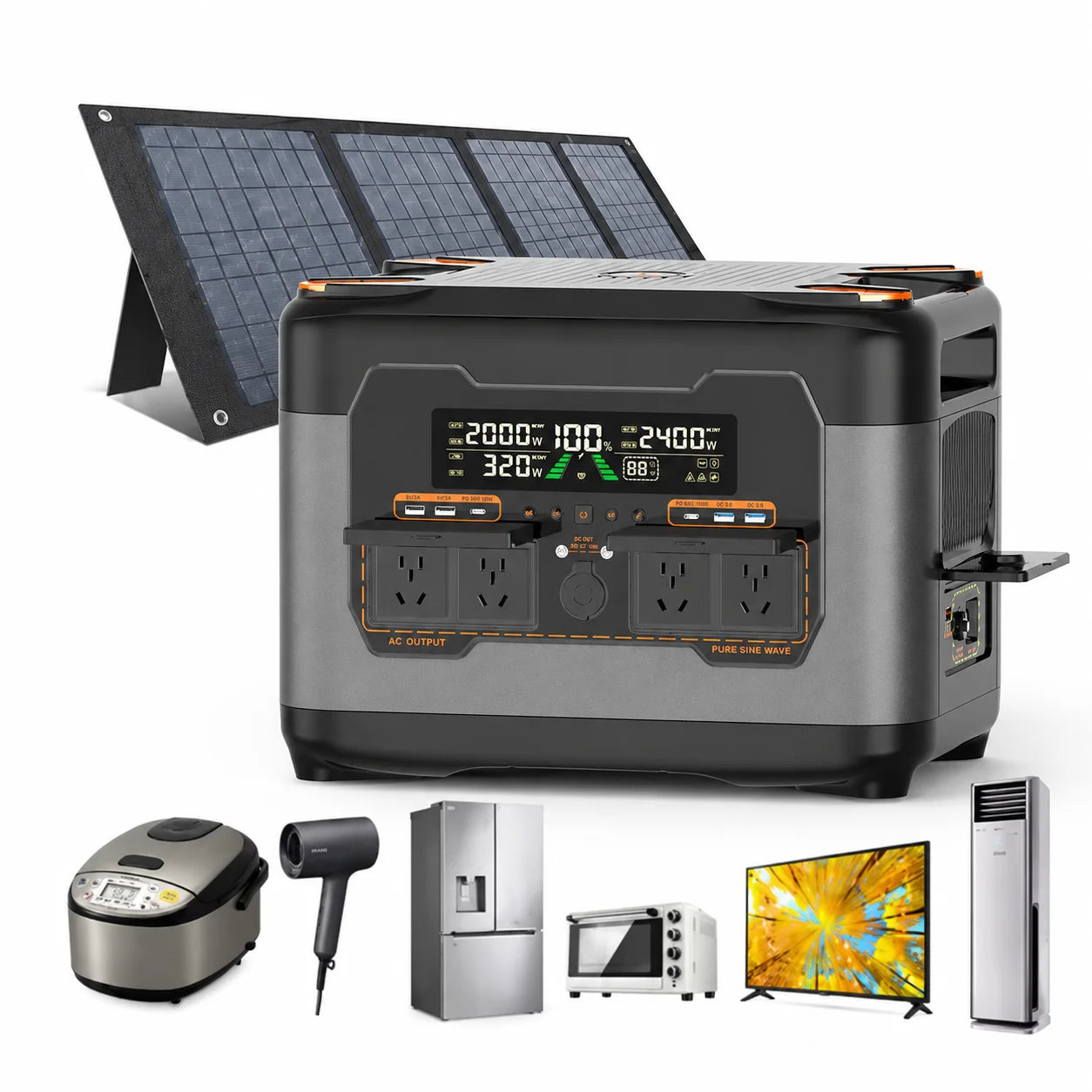 All-in-One Solar-Charging Outdoor Camping Generator (300W–5120W) – Portable Power Station with Optional Solar Panels