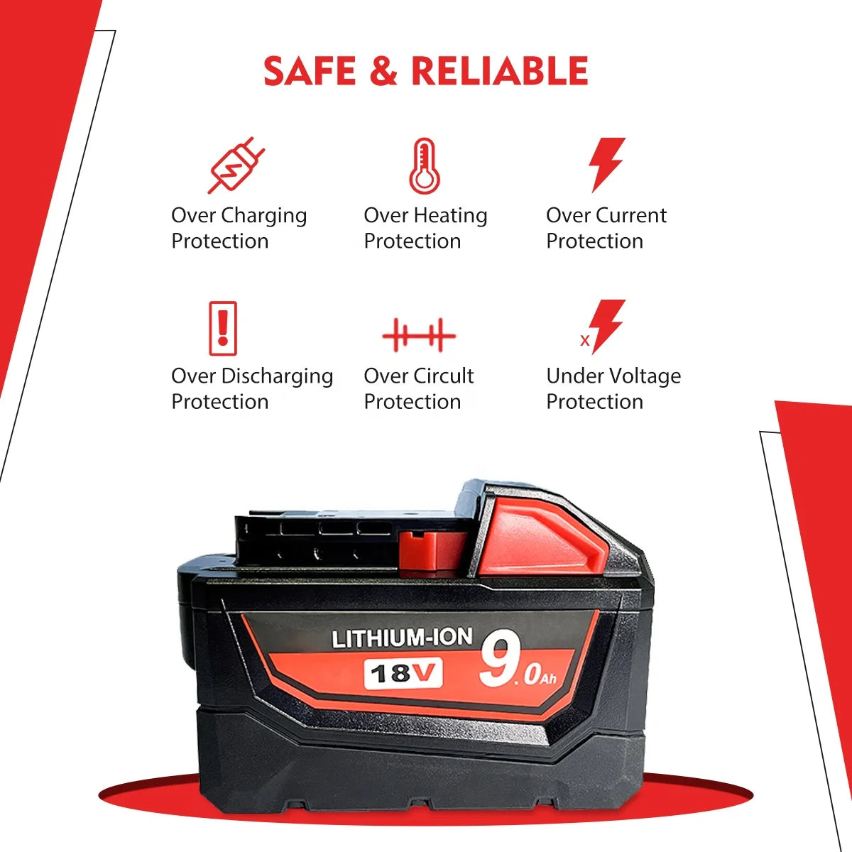 9.0Ah 18v Lithium Ion Power Tool Battery Rechargeable Replacement Mil Waukees 18v Batteries for Mil Waukees Combo Kit M 18S