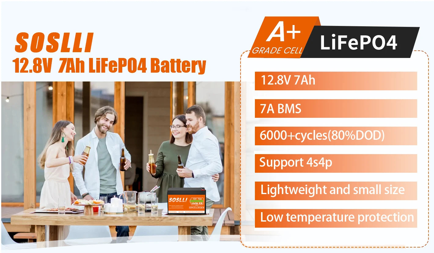 深循环12V 7Ah 8Ah 12Ah 20Ah磷酸铁锂电池，适用于交通信号灯、路标、广告牌、LED显示屏、太阳能照明系统、UPS