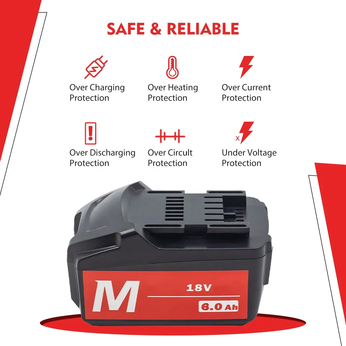 High-Output 5.0Ah 6.0Ah Replacement Battery for Metabo 18v Power Tools BS18 Rechargeable Cordless Li-ion Metabo Batteries