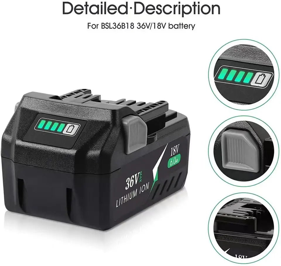 Power Tool Batteries for Hitachi/Hikokis  36V/18V  3.0Ah 4.0Ah 5.0Ah 6.0Ah Lithium Ion Battery BSL36A18
