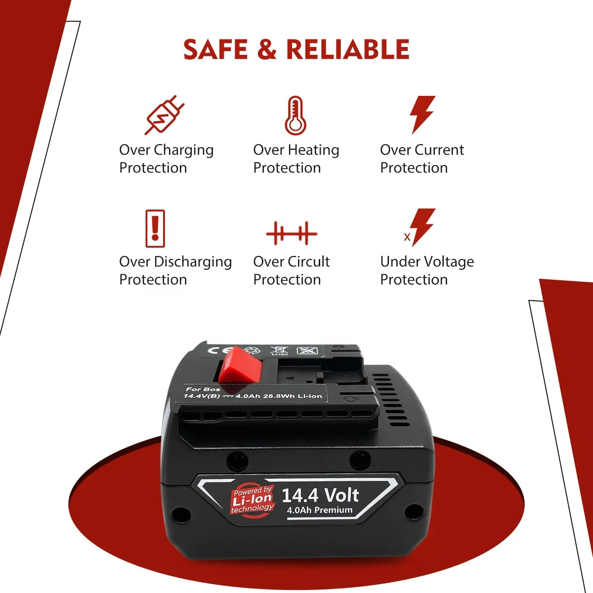 4.0Ah 5.0Ah 6.0Ah Lithium Ion Battery Pack Replacement Bosch Battery 14.4v for Bosch Drill Battery BAT614 BAT607