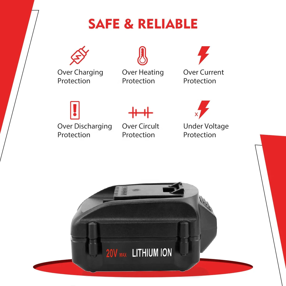 Rechargeable Worx Lithium 20v Battery 5.0Ah Replacement 20v Worx Battery Pack for Cordless Tools Battery WA3520 WA3575 WA3525
