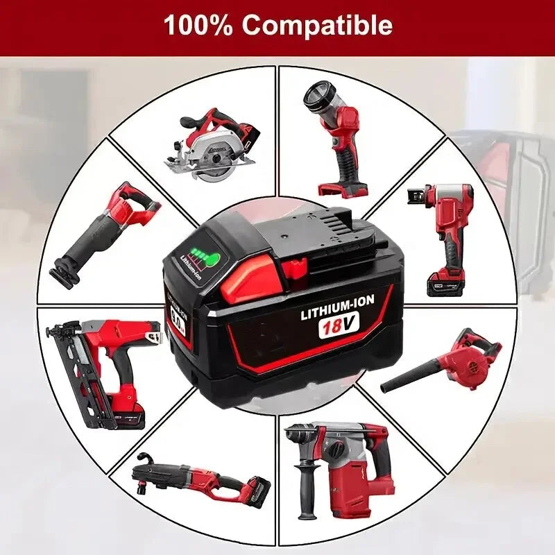 6Ah 18V Replacement Battery 48-11-1850 for Milwaukee M18 M18B Cordless Power Tool Wholesale RED Rechargeable Li-Ion Battery Pack