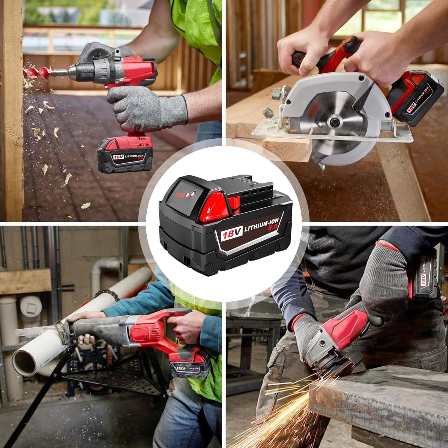 18V 5.0AH 6.0AH 48-11-1850 Power Tool Battery Pack Replacement Battery for M18B Cordless Power Tool Lithium Ion Batteries