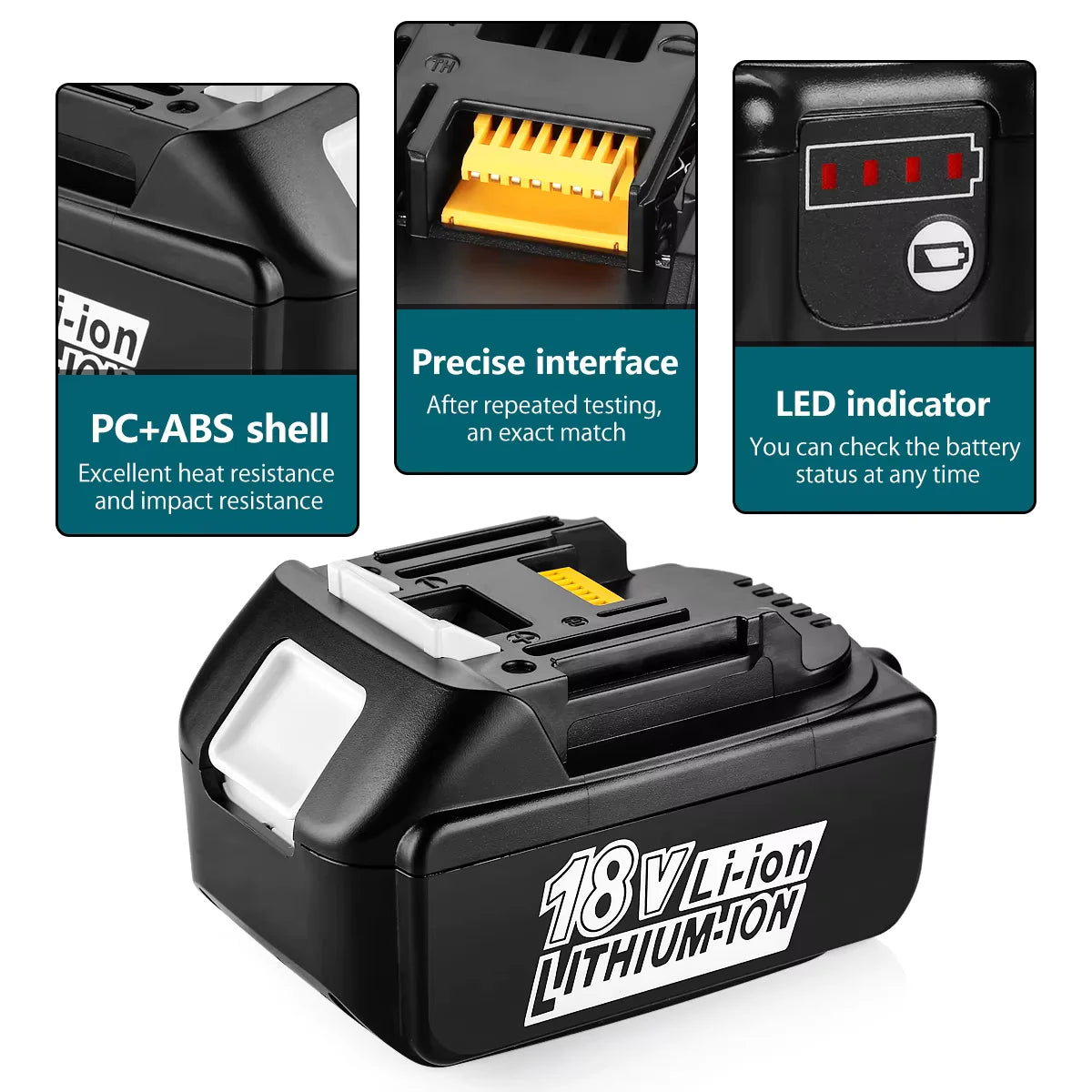 Rechargeable 18V Voltage 2Ah 4Ah 5Ah 6Ah Battery for Makts Cordless Replacement Power BL1830 BL1840 BL1850 BL1860  Tool Battery