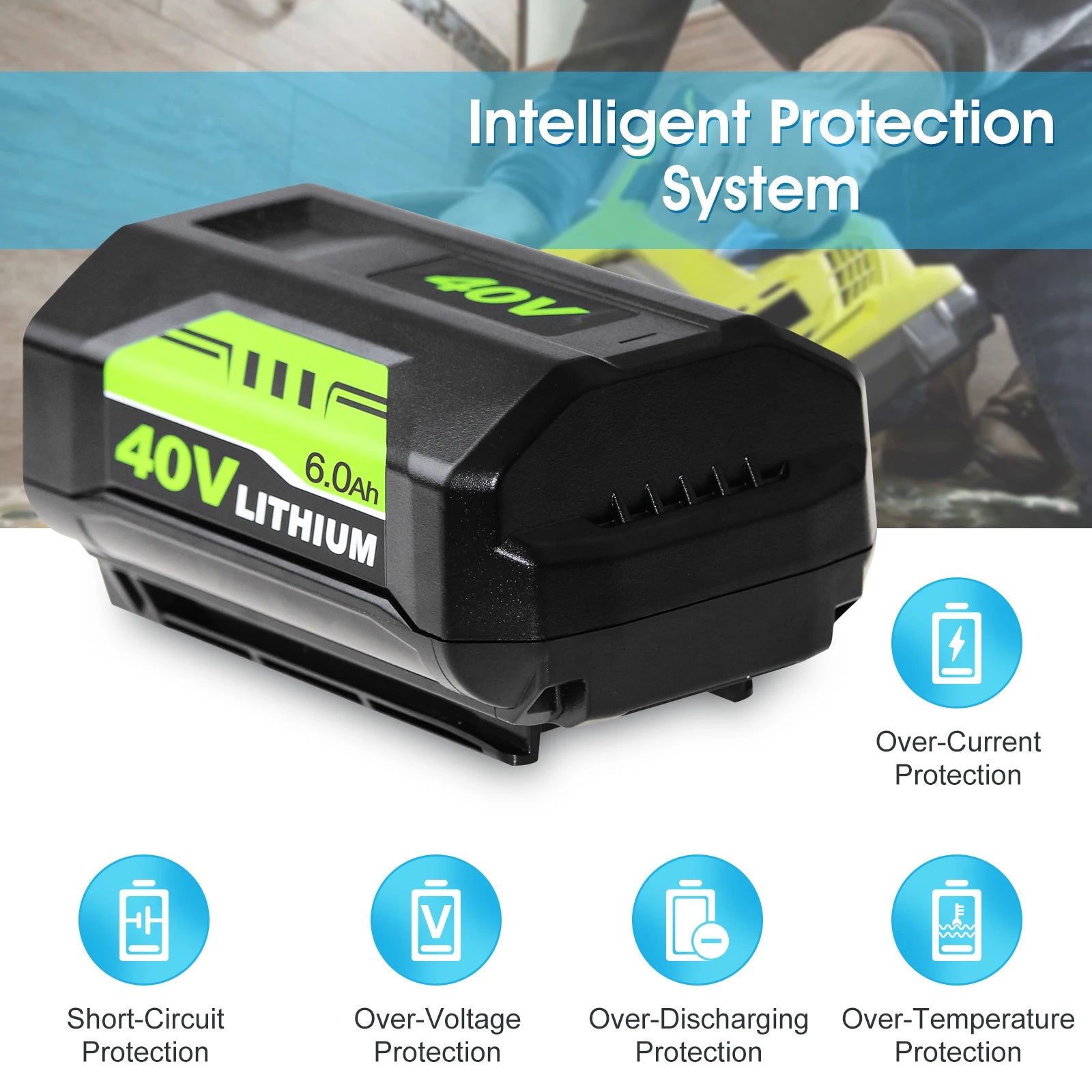 For Ryobis OP4050 Power Tool Batteries for RYOBIS 40V 6.0Ah Lithium Ion Battery Replace OP4040 OP4026 OP4030 OP4050