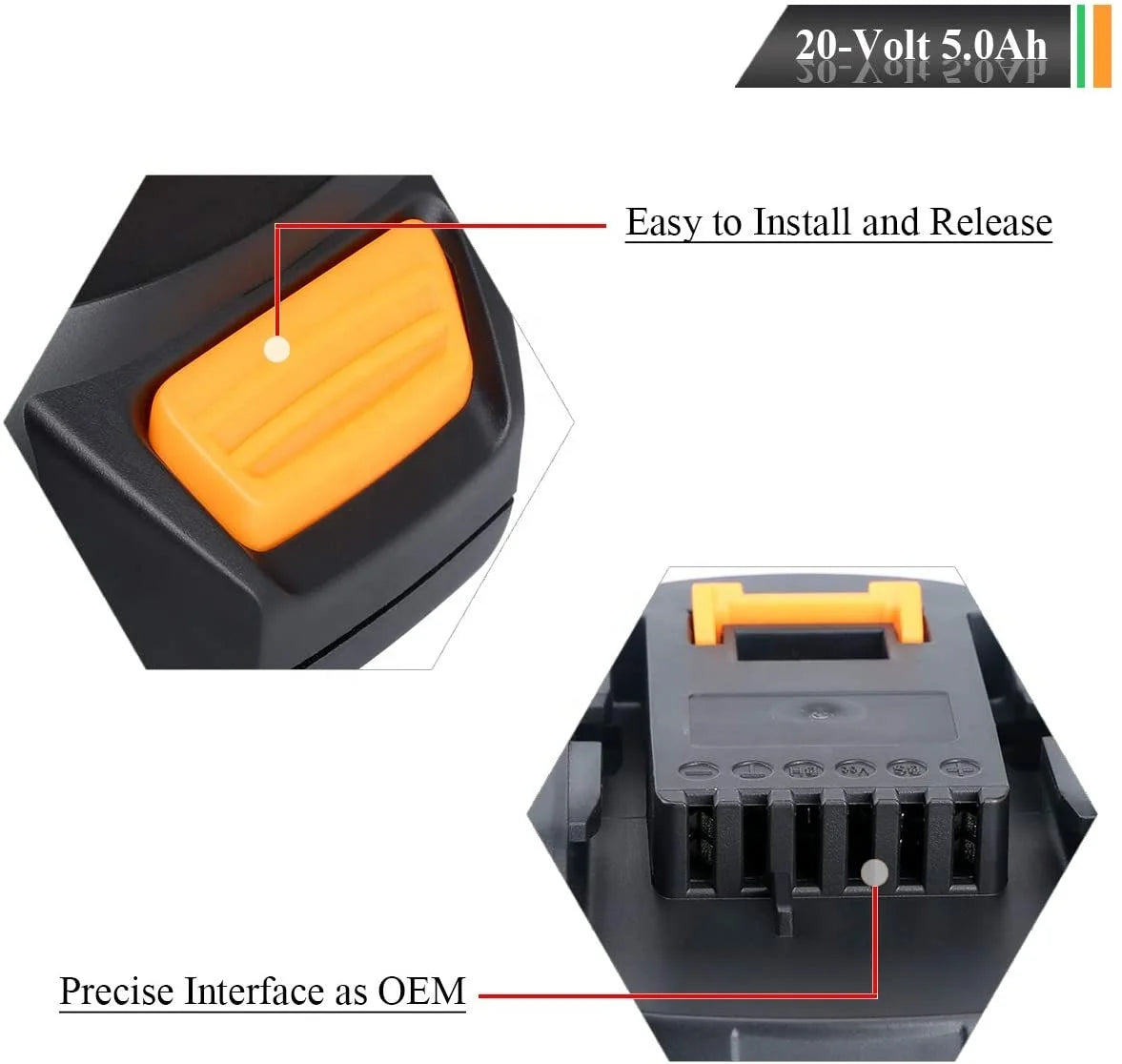 Replacement Battery  for Worx 20-Volt Cordless Power Tools Worx 20V 4.0ah WA3520 WA3575 WX178L WX682L WX530L Worx WX550L