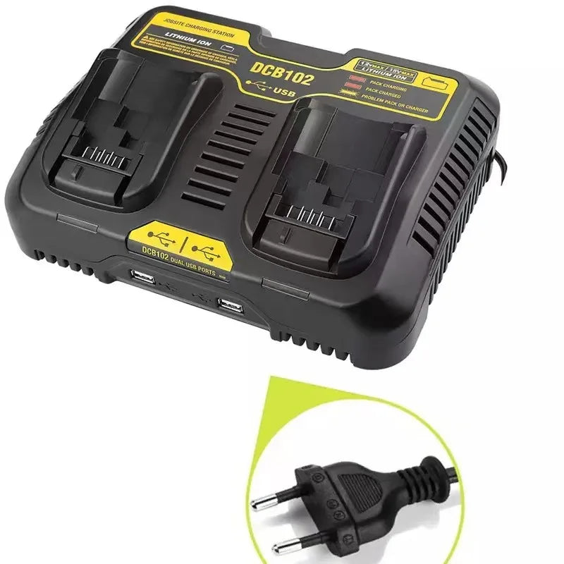 20V Li-ion Battery Charger Universal 2 Plug Power Tool Battery Charger for Dcb102 10.8V 14.4V 18V